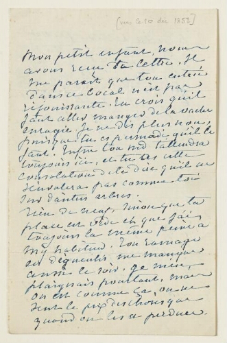 Lettre du [10] décembre 1852 de George Sand à Eugène Lambert