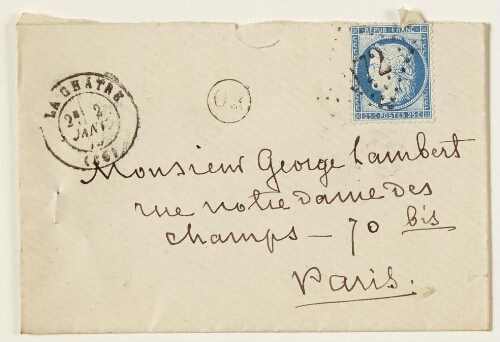 Lettre du 1er janvier 1875 de George Sand à George Lambert