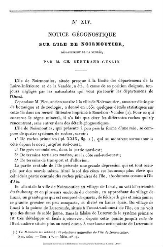 Notice géognostique sur l'ile de Noirmoutier : département de la Vendée