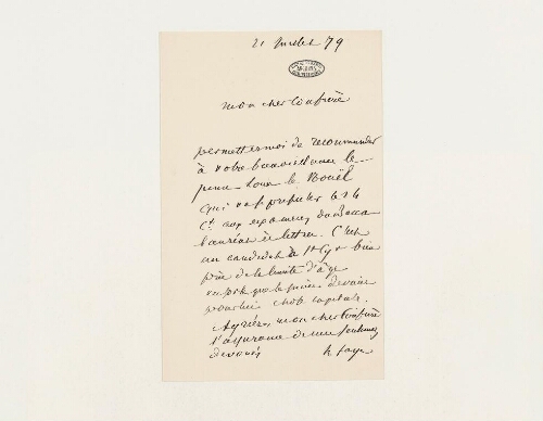 Correspondance de H. Faye et Henri de Lacaze-Duthiers