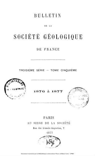 Bulletin de la Société géologique de France, 3ème série, tome 05
