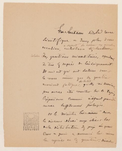Condition de l'enseignement supérieur en France : manuscrit.