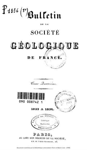 Bulletin de la Société géologique de France, Tome 04