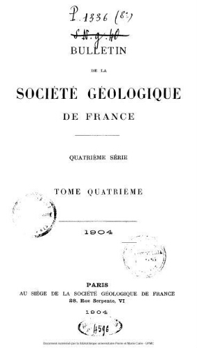 Bulletin de la Société géologique de France, 4ème série, tome 04