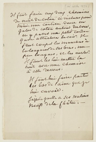 Lettre du mi-octobre 1852 de George Sand à Eugène Lambert