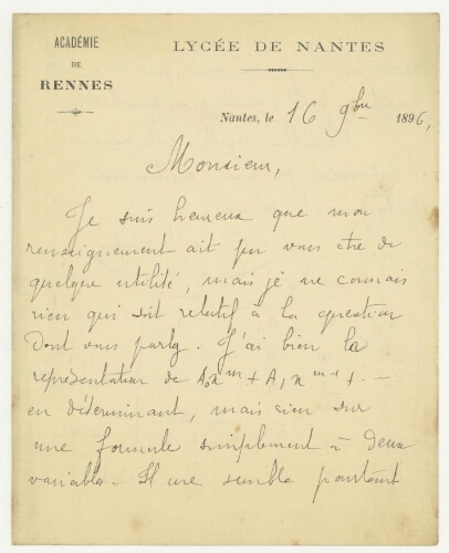 Correspondance de Georges Maupin à Robert de Montessus de Ballore
