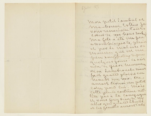 Lettre du 6 juillet 1875 de George Sand à Esther et Eugène Lambert