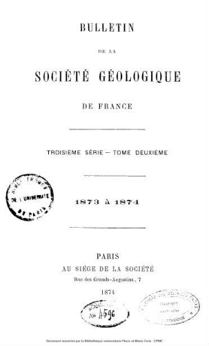Bulletin de la Société géologique de France, 3ème série, tome 02