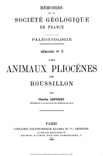 Les animaux pliocènes du Roussillon
