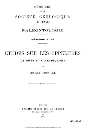 Études sur les oppeliidés de Dives et Villers-sur-Mer