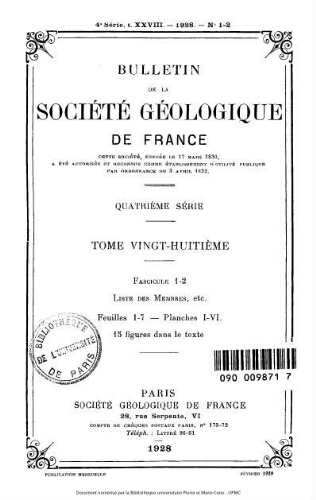 Bulletin de la Société géologique de France, 4ème série, tome 28