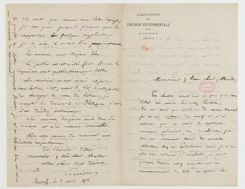 Correspondance de Lemire et Henri de Lacaze-Duthiers