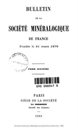 Bulletin de la Société minéralogique de France [Tome 6]