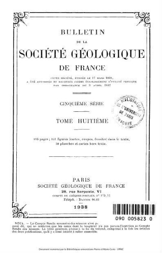 Bulletin de la Société géologique de France, 5ème série, tome 8