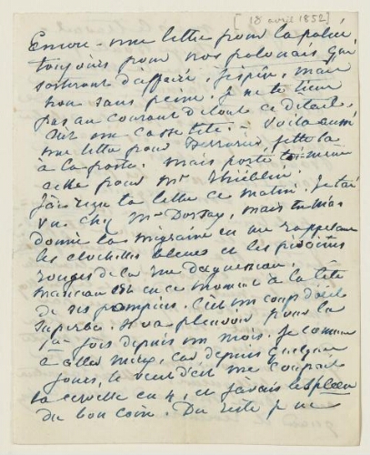 Lettre du 18 avril 1852 de George Sand à Eugène Lambert