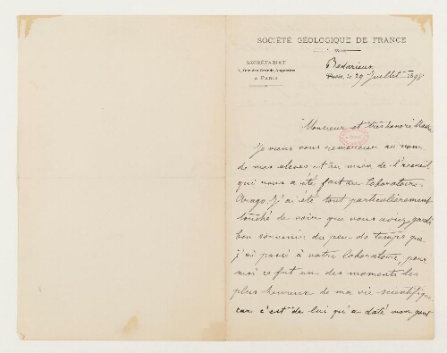 Correspondance de Jules Bergeron et Henri de Lacaze-Duthiers