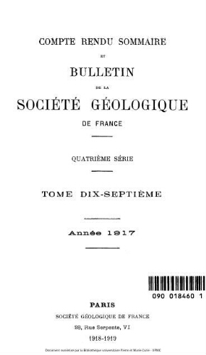 Bulletin de la Société géologique de France, 4ème série, tome 17