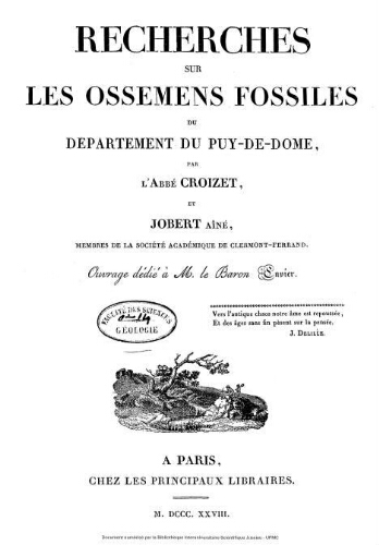 Recherches sur les ossemens fossiles du département du Puy-de-Dôme