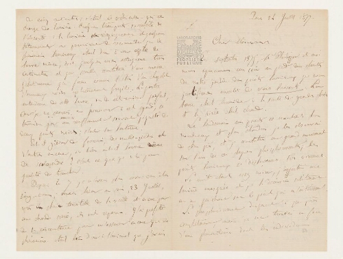 Correspondance de Salicis et Henri de Lacaze-Duthiers