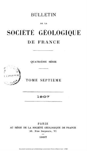 Bulletin de la Société géologique de France, 4ème série, tome 07