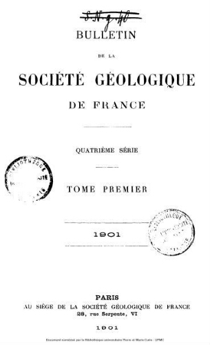 Bulletin de la Société géologique de France, 4ème série, tome 01