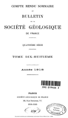 Bulletin de la Société géologique de France, 4ème série, tome 18
