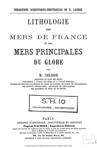 Lithologie des mers de France et des mers principales du globe : tome premier