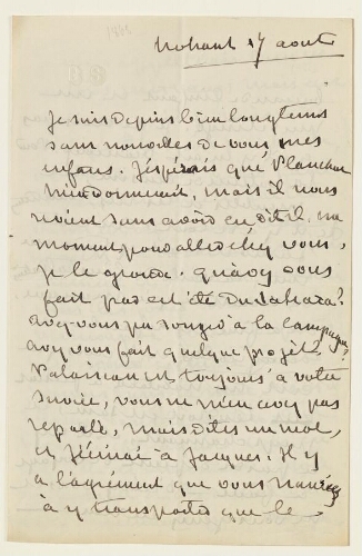 Lettre du 17 août 1868 de George Sand à Esther et Eugène Lambert