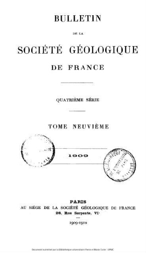 Bulletin de la Société géologique de France, 4ème série, tome 09