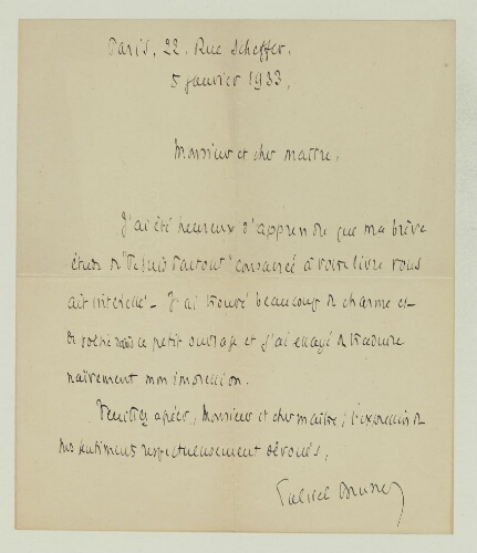 Correspondance reçue par Paul Hazard en 1933