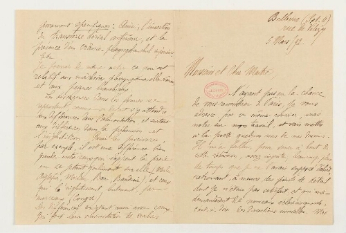 Correspondance de Marcel Blanchard et Henri de Lacaze-Duthiers