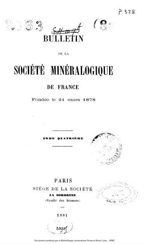 Bulletin de la Société minéralogique de France [Tome 4]