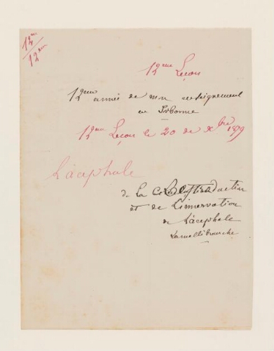 12ème leçon, 12ème année d'enseignement en Sorbonne, 20 décembre 1879 - De la reproduction et de l'innervation de l'Acéphale Lamellibranche.