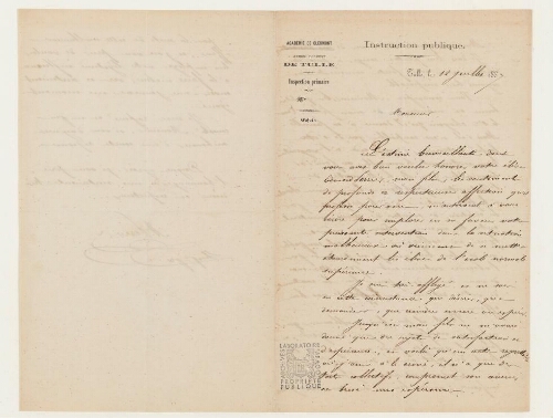 Correspondance d'A. Perrier et Henri de Lacaze-Duthiers