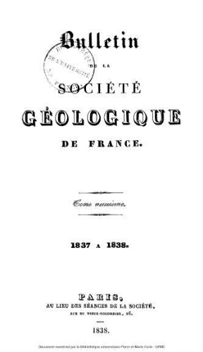 Bulletin de la Société géologique de France, Tome 09