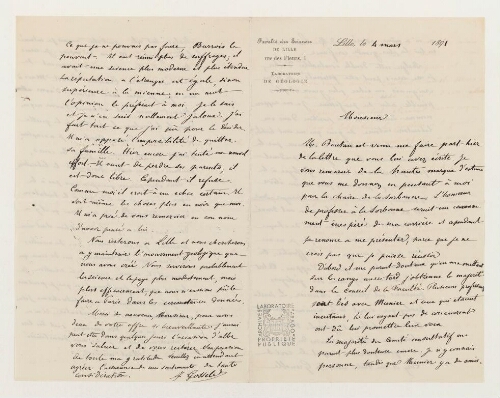 Correspondance de Jules Gosselet et Henri de Lacaze-Duthiers
