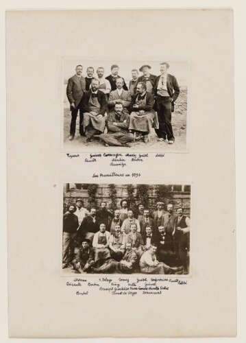 Travailleurs du laboratoire de Roscoff : photographies annotées des noms des personnes, 1893-1896.