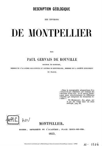 Description géologique des environs de Montpellier