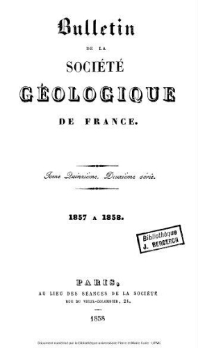 Bulletin de la Société géologique de France, 2ème série, tome 15