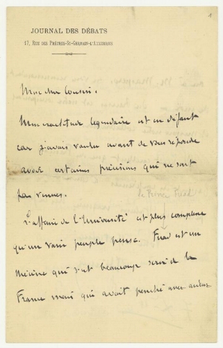 Correspondance d'Etienne Bandy de Nalèche à Robert de Montessus de Ballore