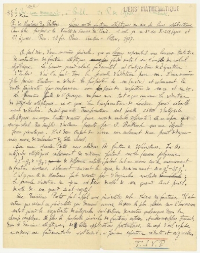 Correspondance d'Adolphe Buhl à Robert de Montessus de Ballore