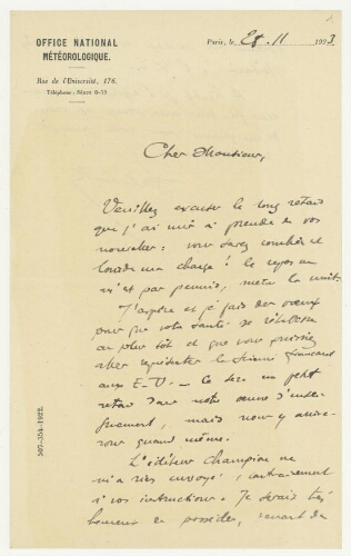 Correspondance d'Emile Delcambre à Robert de Montessus de Ballore