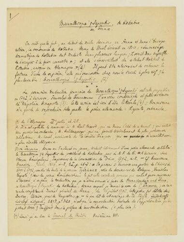 Pierre Hermand, Misanthropie et repentir, de Kotzebue, en France : manuscrit.