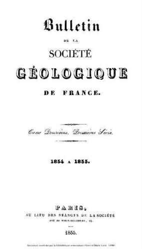 Bulletin de la Société géologique de France, 2ème série, tome 12