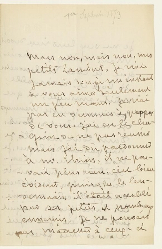 Lettre du 1er septembre 1873 de George Sand à Esther et Eugène Lambert