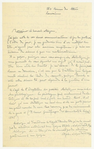 Correspondance d'A. Rouve à Robert de Montessus de Ballore