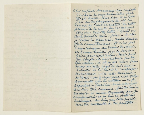 Lettre de mai ou juin 1853 de George Sand à Eugène Lambert