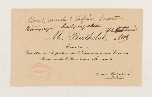 Correspondance de Marcellin Berthelot et Henri de Lacaze-Duthiers