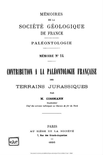 Contribution à la paléontologie française des terrains jurassiques