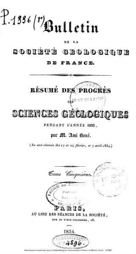 Bulletin de la Société géologique de France, Tome 05
